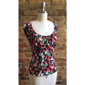 Berry & Blossom Fitted Top French Girl Aesthetic